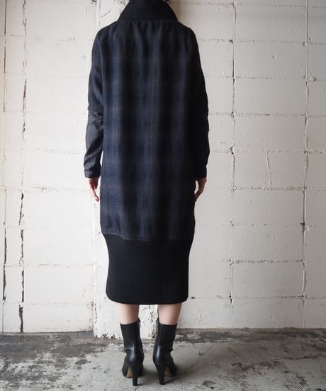 DRIES VAN NOTEN Rib Docking Check Dress NVDBL