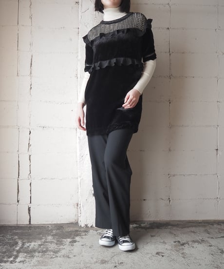 ESSENTIEL ANTWERP Lace×Velvet Dress BK