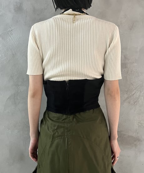 Front Lace Up Suede Vest BK