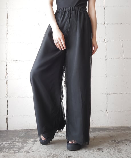 Sheer Layered Wide Pants BK