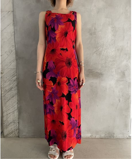 Flower Pattern Sleeveless Dress REBK