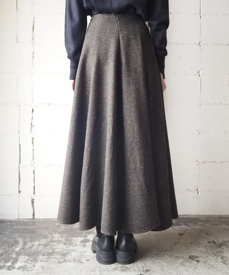 Flared Tweed Long Skirt DBR