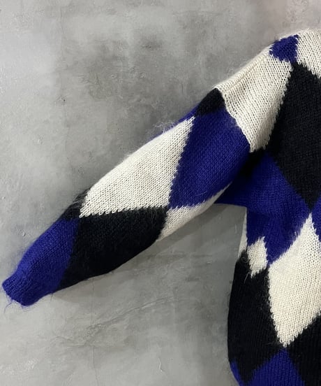 Argyle Highneck Mohair Knit BLBK