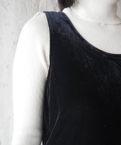 Sleeveless Velour×Shiny Gold Dress BKGD