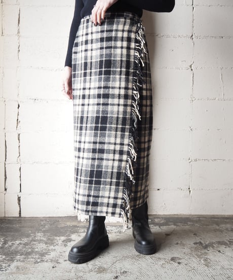 Check Pattern Wrap Tight Skirt BKWH