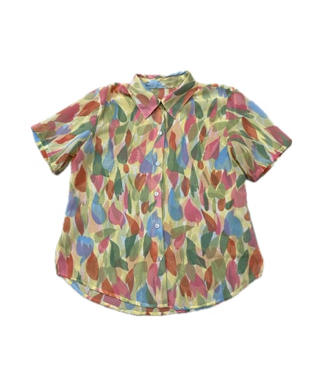 Water Color Pattern S/S Sheer Shirt LYE GN PI