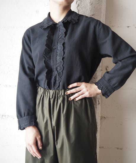 1930～40's EURO Frill Collar Blouse BK