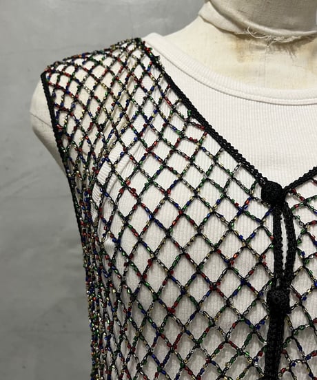 Colorful Beads×Crochet Vest BKREBL