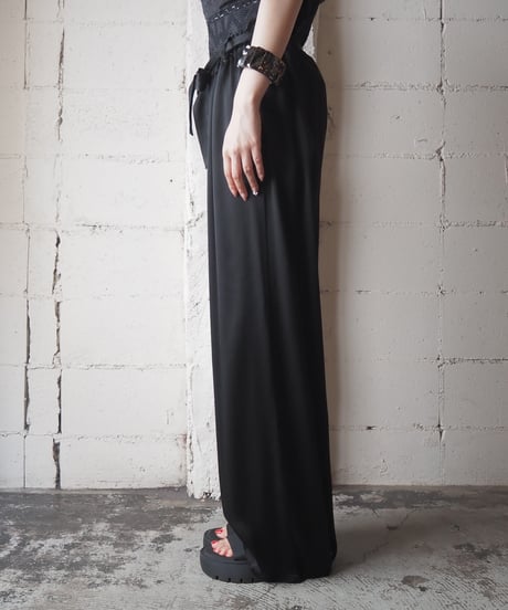 Belted Satin Wide Easy Pants BK