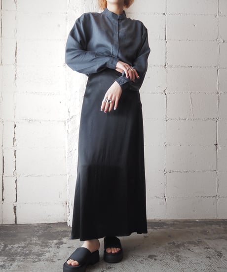 Band Collar Silk Shirt GR
