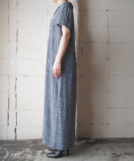 Small Flower Pattern Rayon Shirt Dress NV