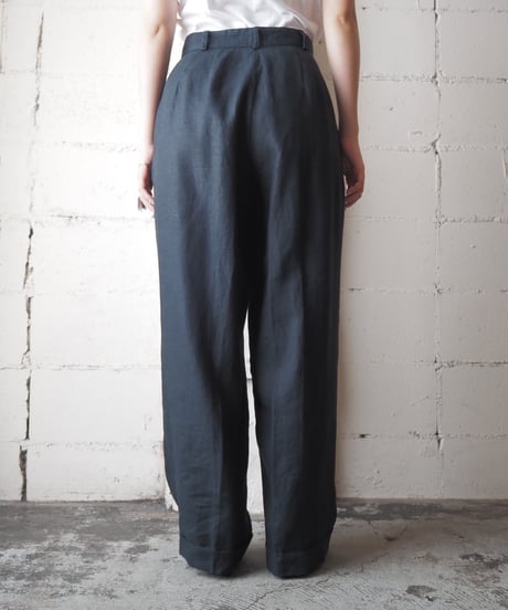 VALERIE STEVENS PETITES Linen Tuck Pants BK