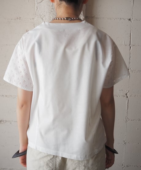 1960's Flower Cutwork Sort Sleeve Blouse WH