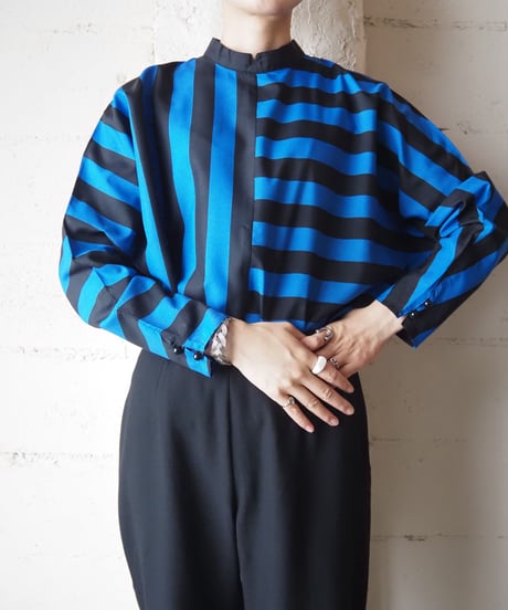 Stripe×Border Dolman Sleeve Blouse BKBL