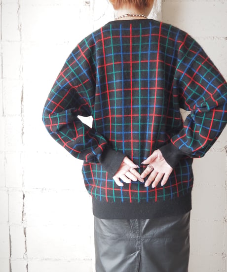 Check Pattern Cashmere Knit BKREGN
