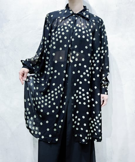 Dot Pattern Sheer Shirt BK
