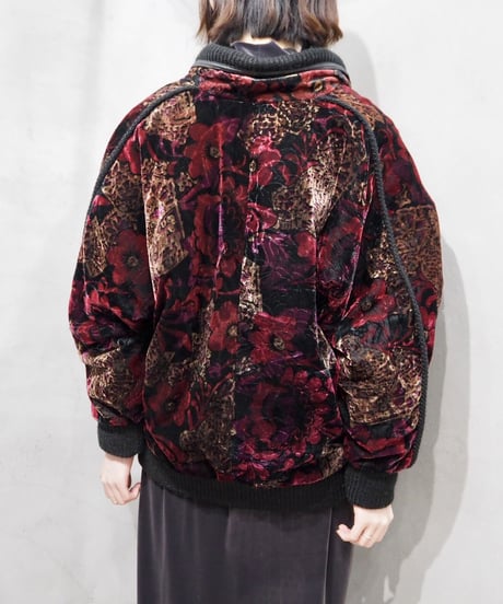 Flower Pattern Velour Short Jacket BKRE