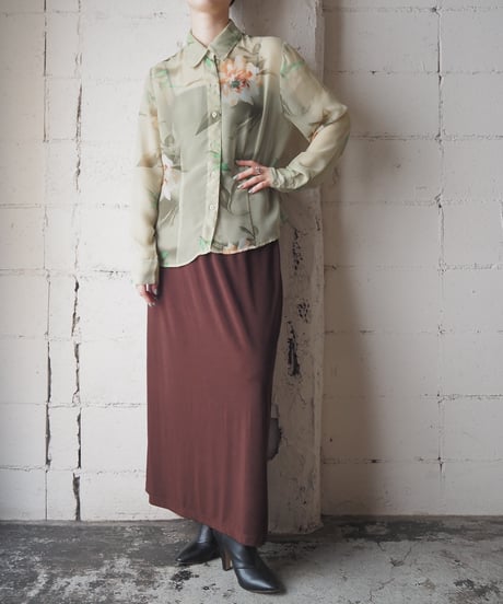 Flower Pattern Sheer Shirt YGN