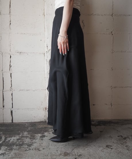 Chiffon Layered Long Skirt BK
