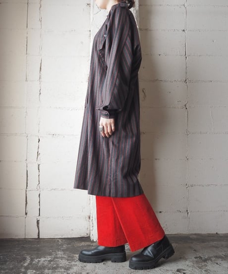 Epaulet Design Stripe Dress BKGRRE