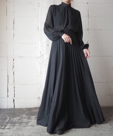 Stand Collar Sheer Blouse BK