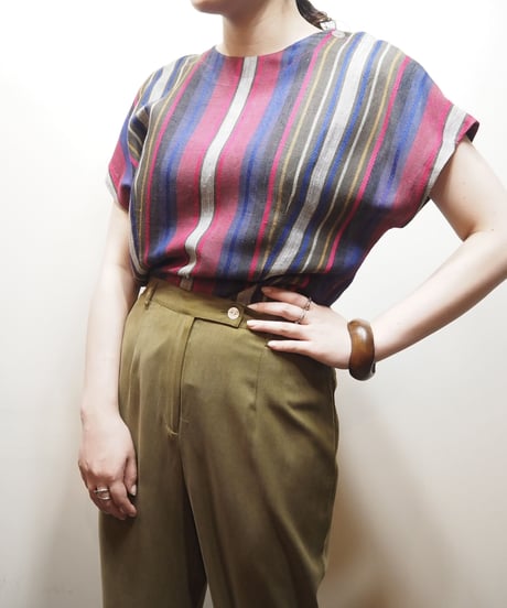 Stripe French Sleeve Blouse BRPI