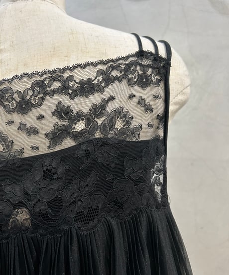 Lace × Pleats N/S Dress BK