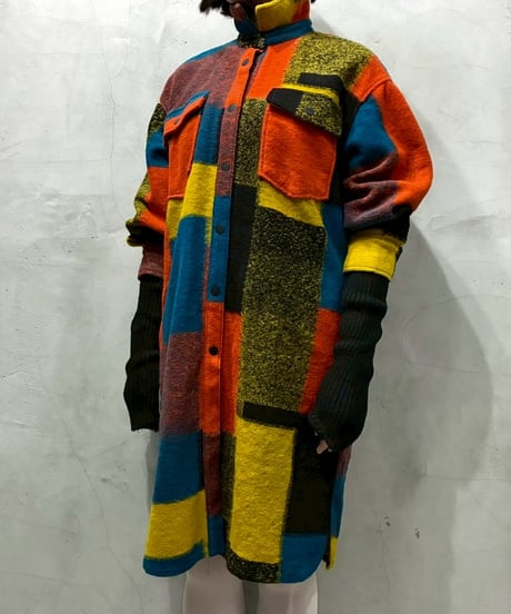 Desigual  Colorful Wool Coat OR BL YE