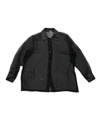 L/S Shiny Collar Sheer Shirt BK