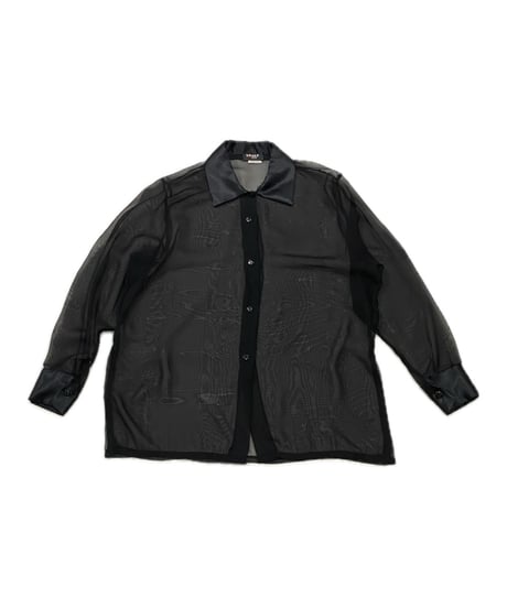 L/S Shiny Collar Sheer Shirt BK