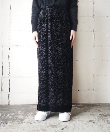 Opal Velvet Botanical Pattern Skirt BK