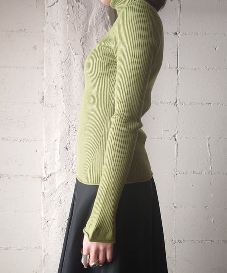 Slit Sleeve Rib Tultle Neck GN