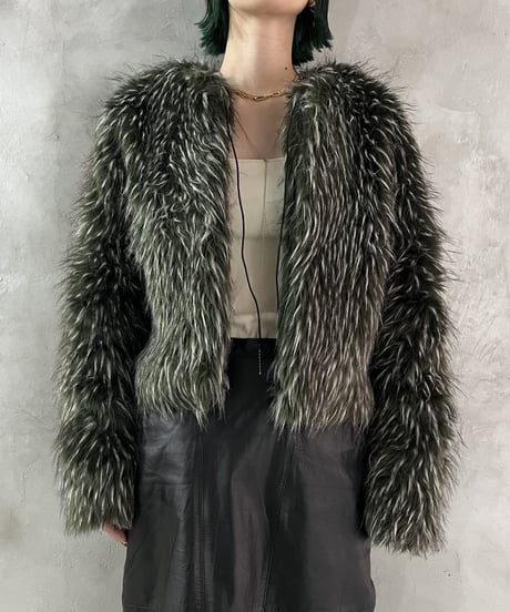 Fake Fur Mix Color Jacket GNWH