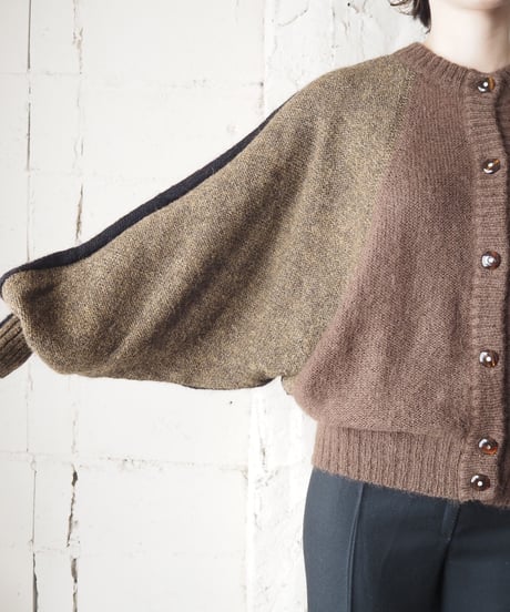 Tricolor Dolman Sleeve Mohair Cardigan BRBKKA