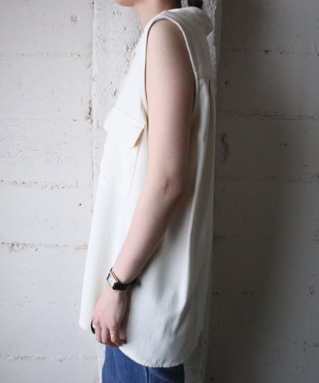 Sleeveless Open Collar Silk Shirt IV