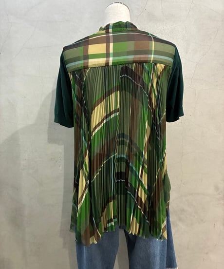 sacai Back Sheer Pleats S/S Knit GN