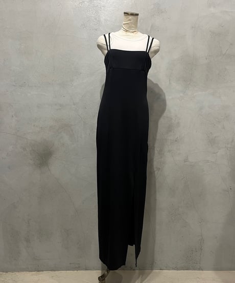 Strap Design Slit Camisole Dress BK