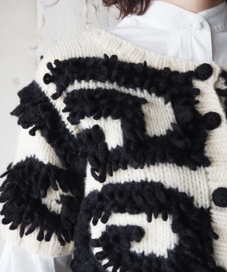 Short Sleeve Shaggy Design Cardigan IVBK