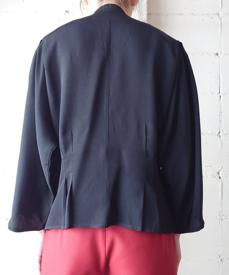 Stand Collar Tuck Sleeve Blouse BK