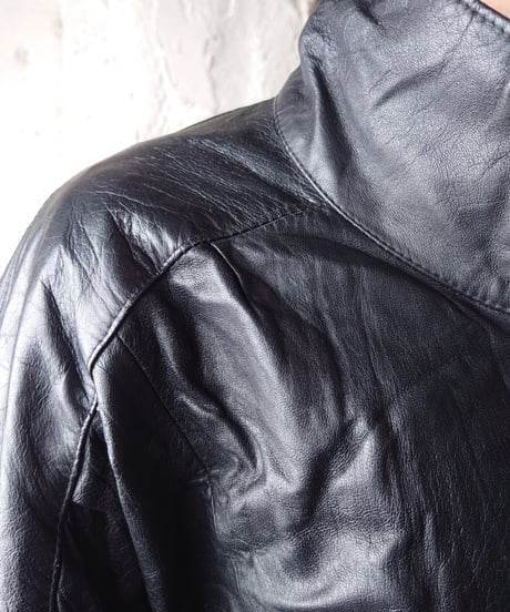 Stand Collar Leather Jacket BK
