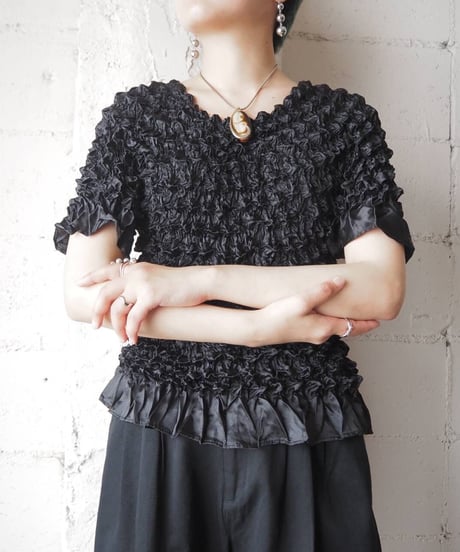Flared Hem Popcorn Tops BK