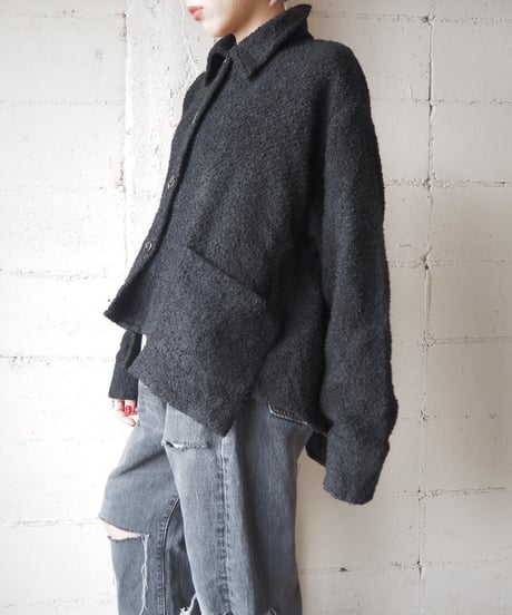 Poket Design Wool Jacket BK