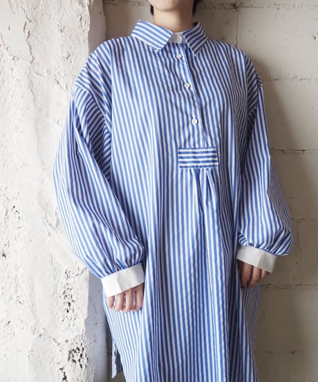 Stripe Big Shirt BLWH