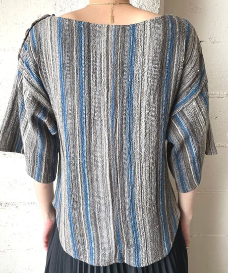 Boat Neck S/S Stripe blouse GR