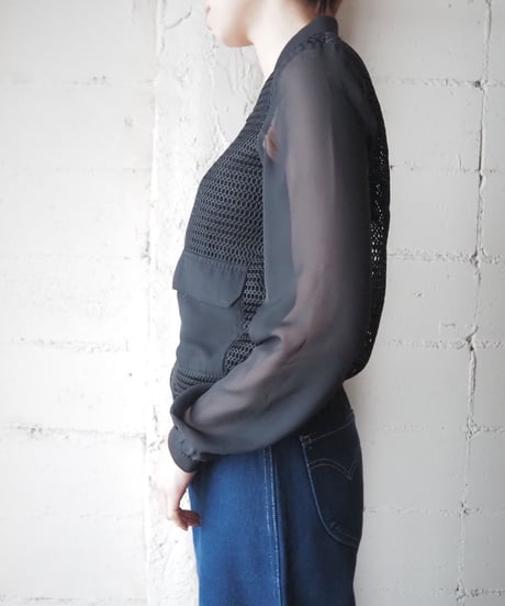 Sheer Sleeve Mesh Jacket BK
