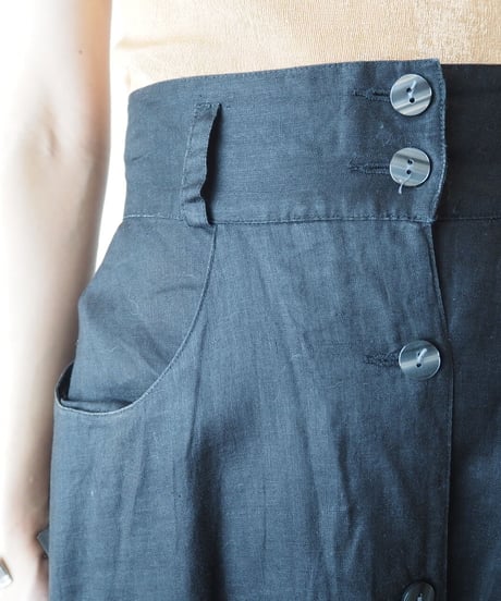 Front Button Long Skirt BK