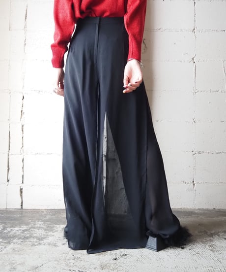 Sheer Layered Design Pants BK
