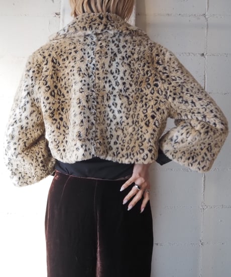 Leopard Pattern Short Fake Fur Jacket BE