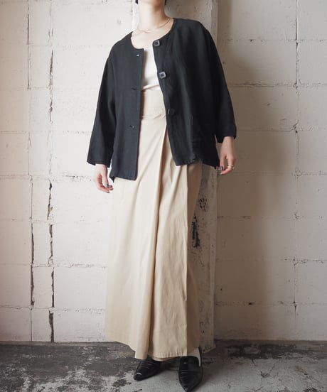absolut made in Germany Collarless Linen Jacket BK