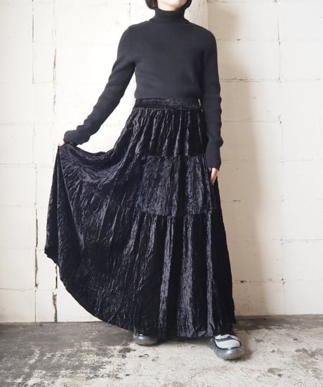 Velour Easy Tiered Skirt BK